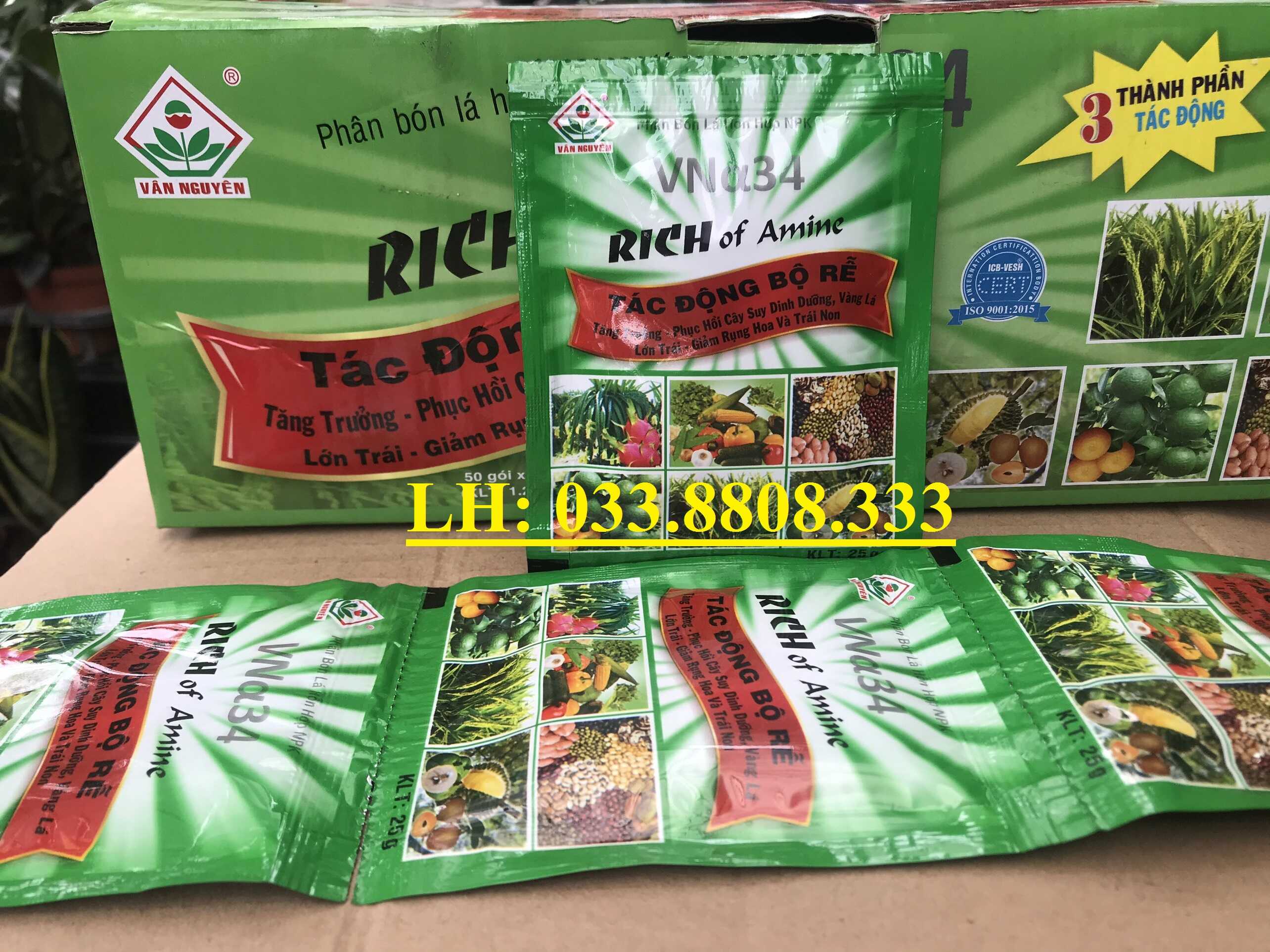 Phân Bón Lá RICH of Amine 25gam - Phục Hồi Cây Suy Dinh Dưỡng, Vàng Lá, Giảm Rụng Hoa Quả