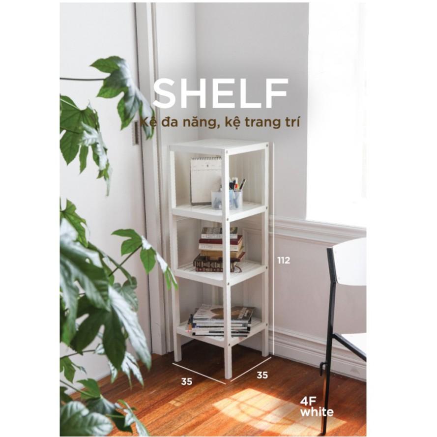 [HCM]KỆ TRANG TRÍ 4 TẦNG HÌNH VUÔNG MÀU TRẮNG - SHELF 4F WHITE
