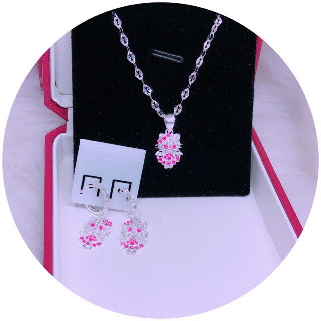 Bộ Trang Sức Mèo Kitty Cho Bé Xinh Xắn  - TRANG SỨC BẠC TNJ CAM KẾT HÀNG CHUẨN ẢNH, CHẤT LƯỢNG TỐT, PHỤC VỤ TẬN TÌNH, CHU ĐÁO