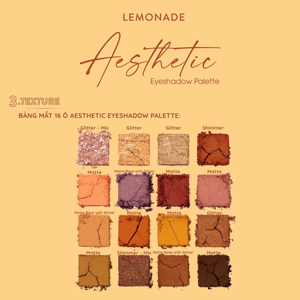 Bảng phấn mắt Lemonade Aesthetic Eyeshadow Palette 16 ô 20.8g