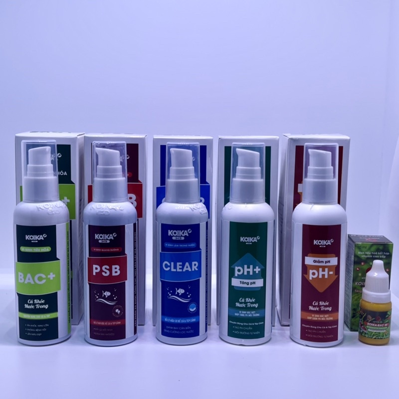 Bộ sản phẩm KOIKA - BAC+, PSB, CLEAR, pH+, pH-, BAC M