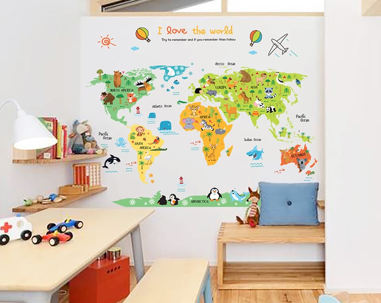 Decal dán tường Bé yêu thế giới - T17 - Kiddecals