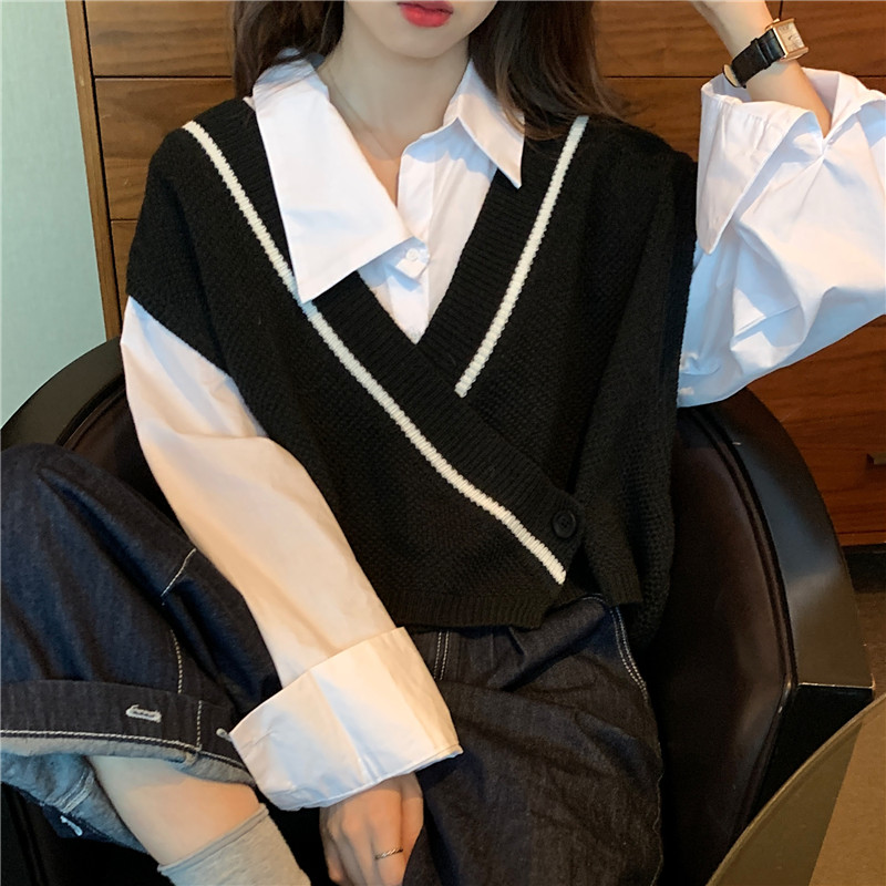 Áo gile len ulzzang dáng ngắn NB26