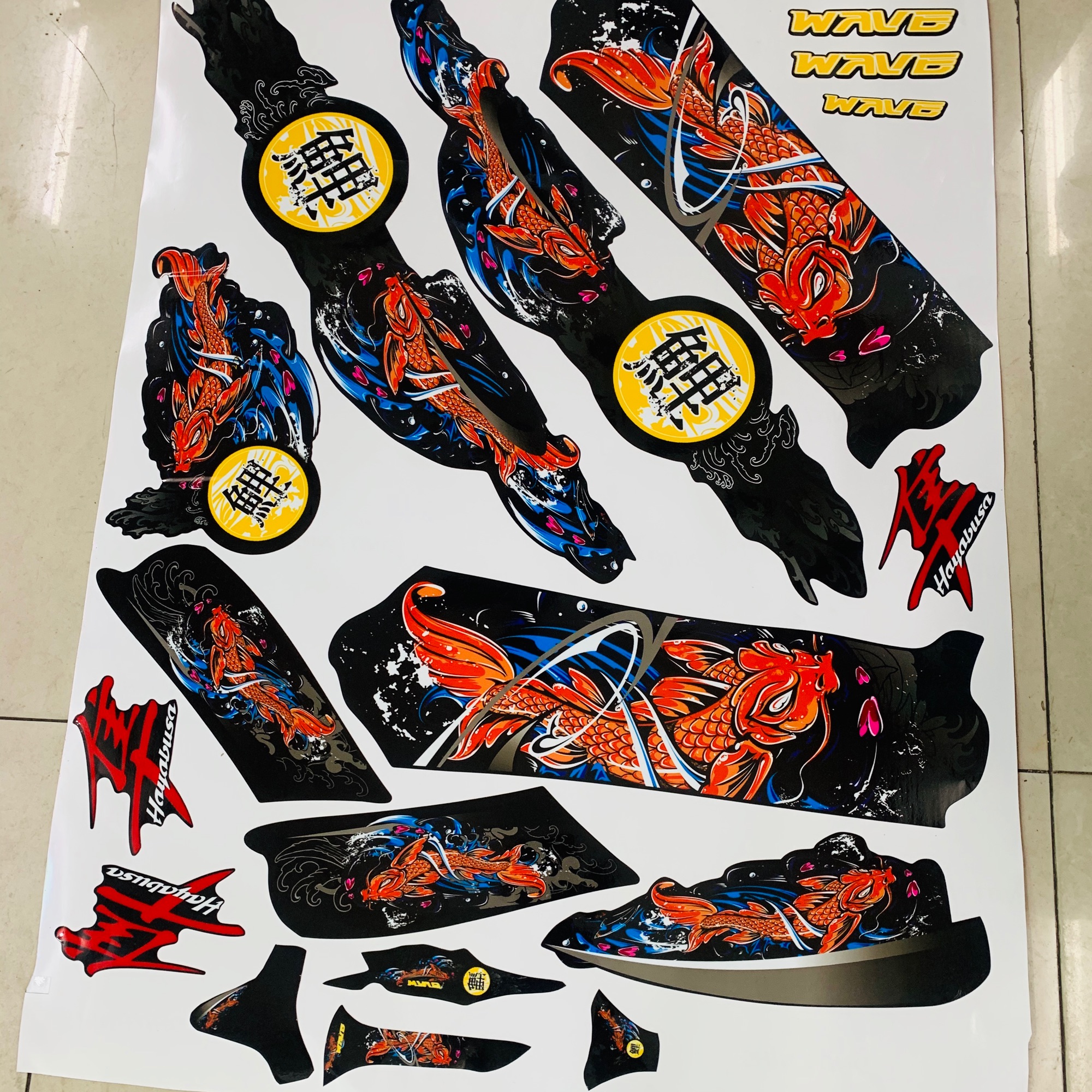 [HCM]Tem rời wave a 2015-2020 cá chép hoá rồng bản 3 lớp bóng cao cấp