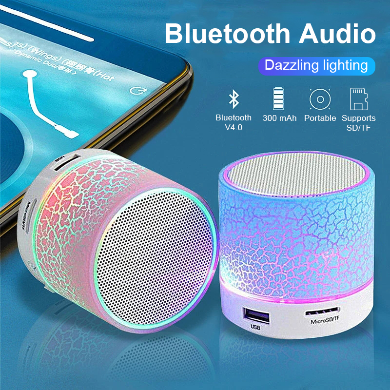 Loa Bluetooth Mini Không Dây Có Đèn Led  Đủ Màu, Nháy Nghe Nhạc, Âm Thanh Hay, Công Nghệ Blutooth 5.0 - Tặng Kèm Dây Sạc