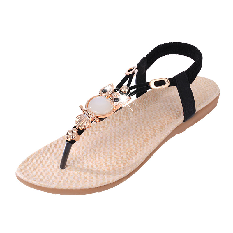 Dép sandal nữ kiểu gắn ngọc xỏ ngón thời trang dễ thương