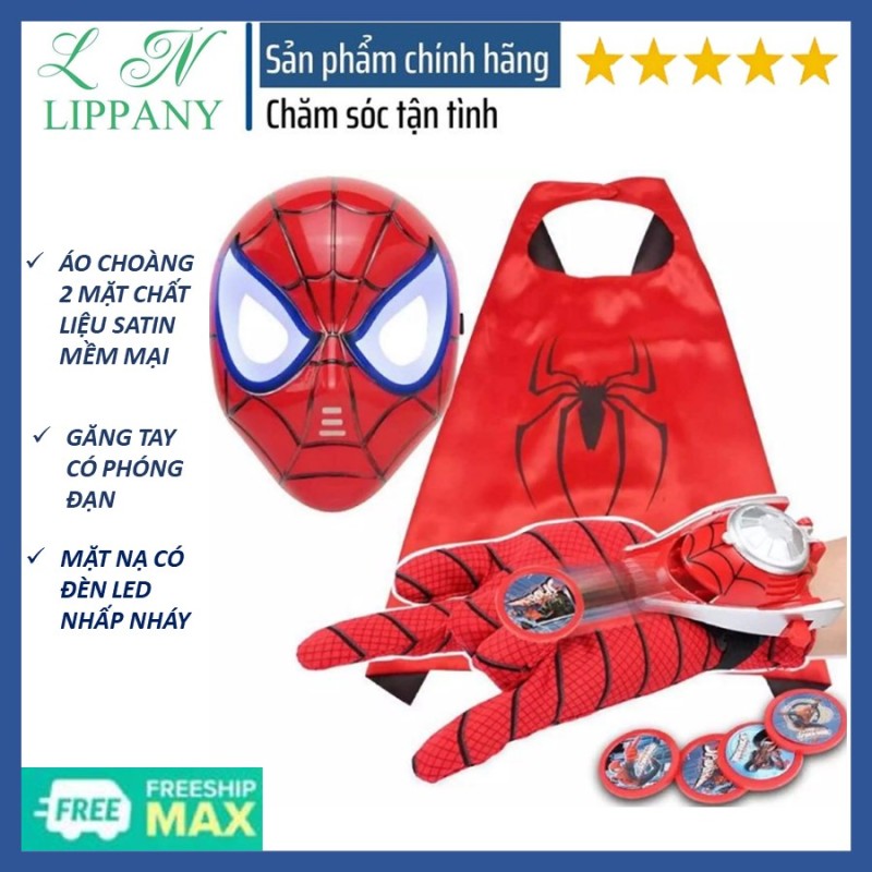 [GIẢM THÊM 10] Bộ áo choàng siêu nhân nhện kèm mặt nạ và găng tay cho bé - set 3 món đồ chơi người nhện cho bé