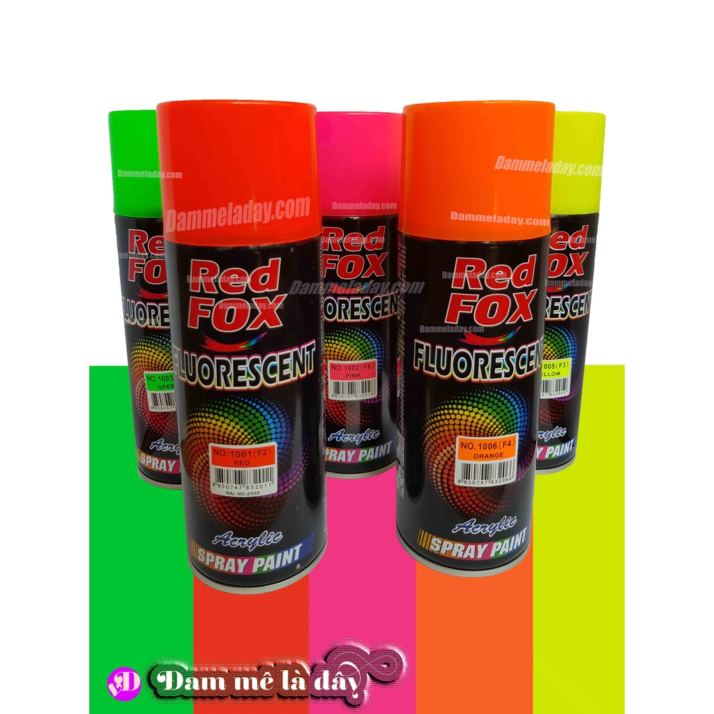 Sơn xịt huỳnh quang Redfox màu cam (Orange)