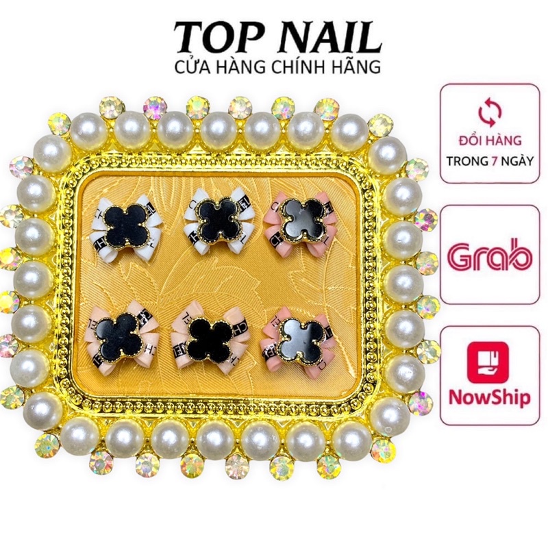Hoa nơ charm ,hoa bột gắn móng trang trí nail