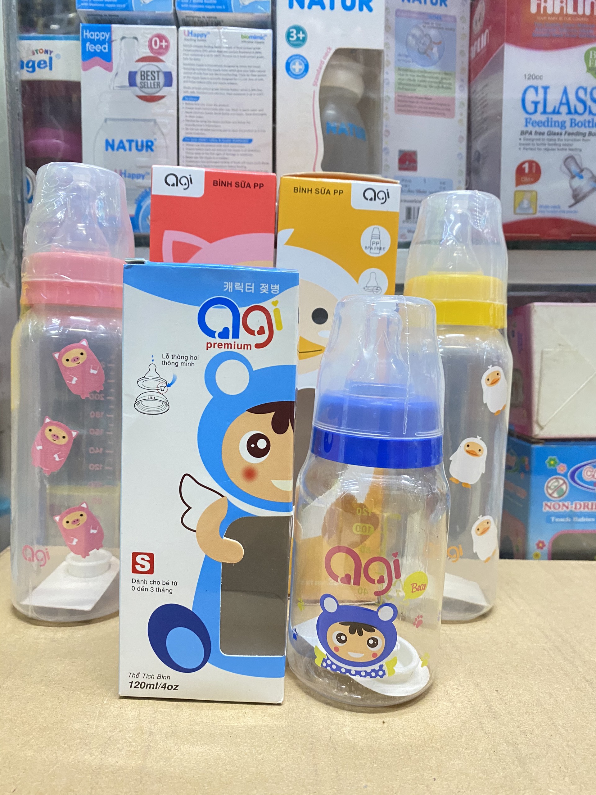 Bình sữa Agi Cổ Nhỏ  Bình 60ml - 140ml - 250ml