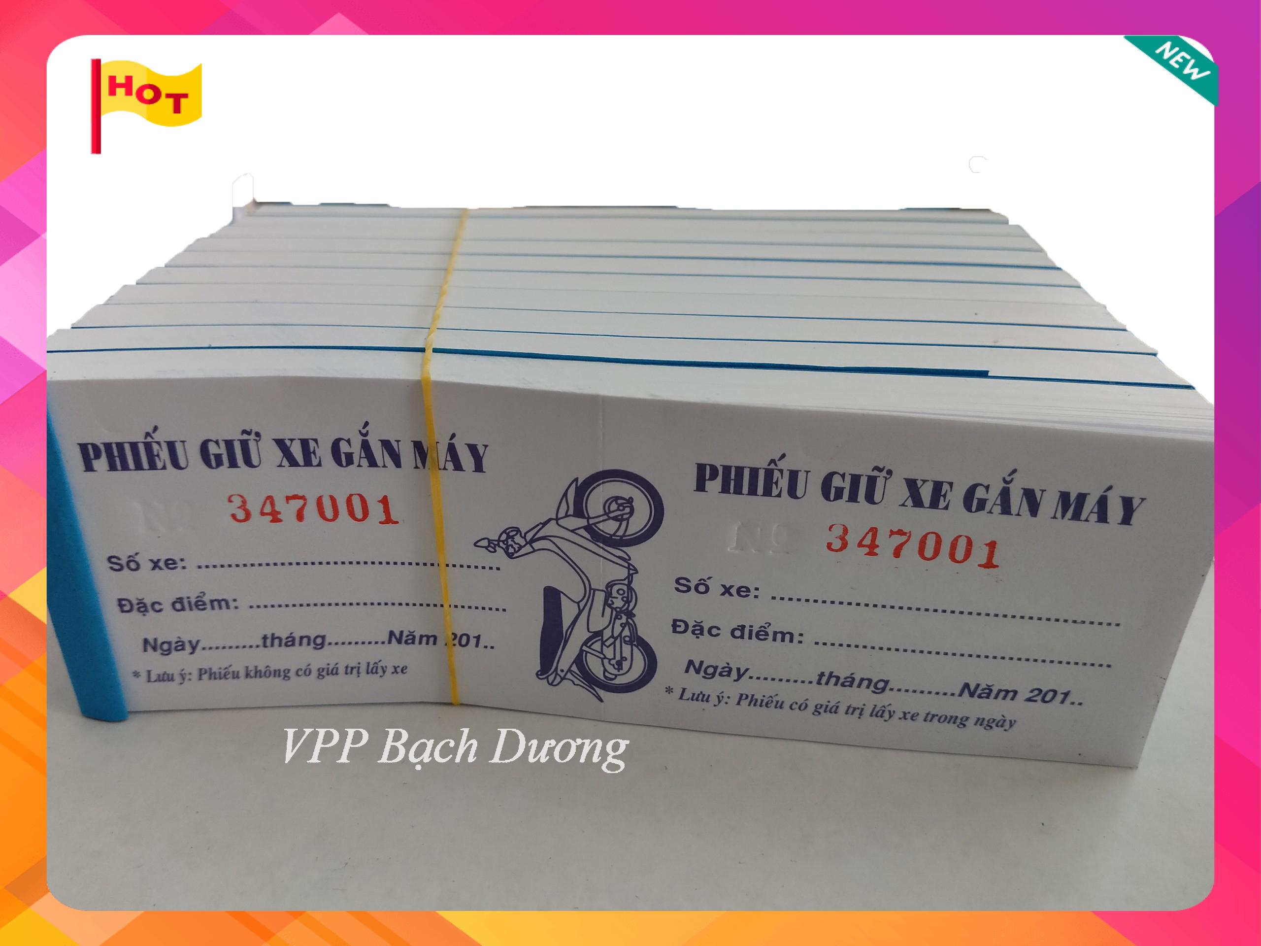 Phiếu Giữ Xe Máy Nhỏ - 10 cuốn- Phiếu gửi xe máy nhỏ
