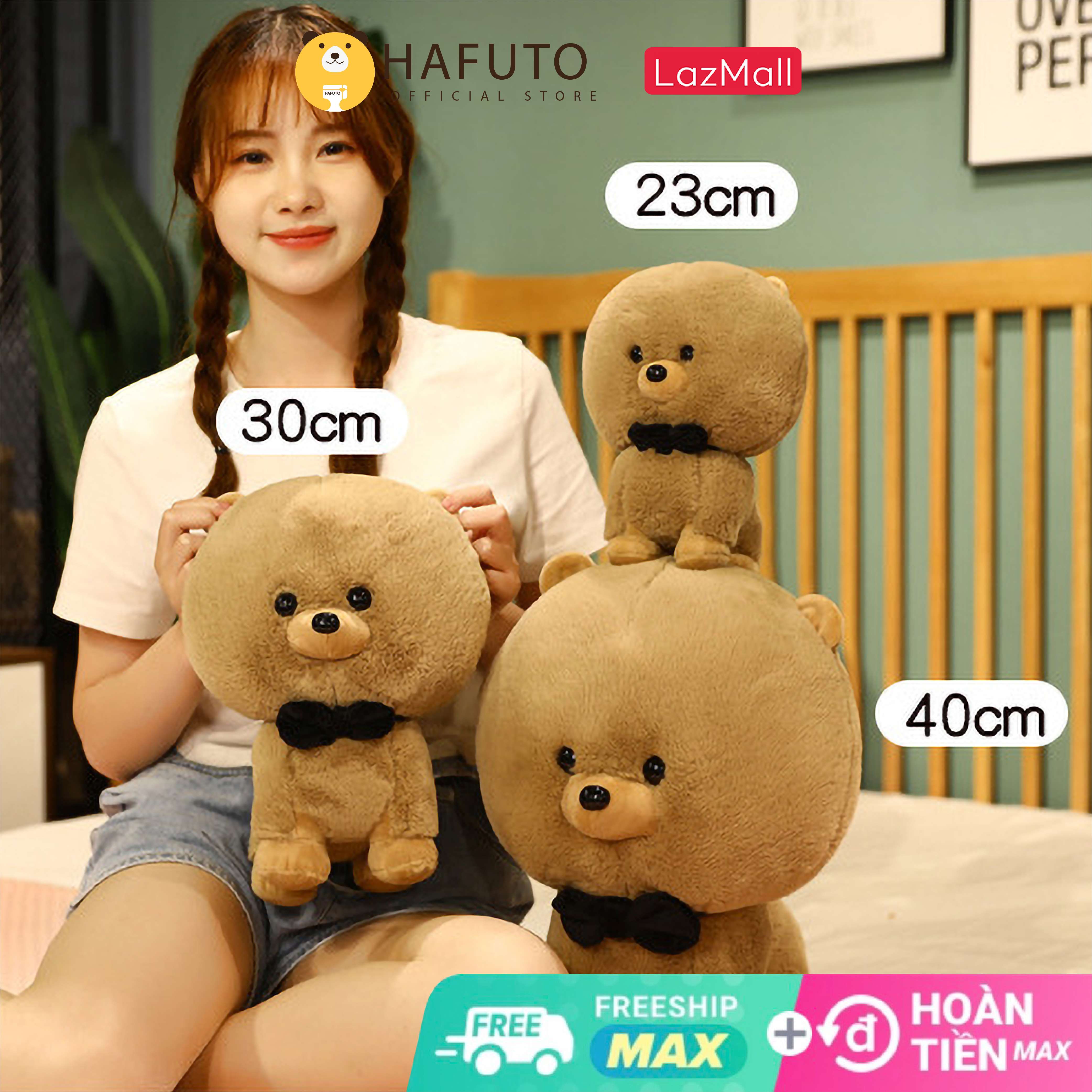 Chó Lông Xù Đeo Nơ Đủ Size Hàng Cao Cấp HaFuTo