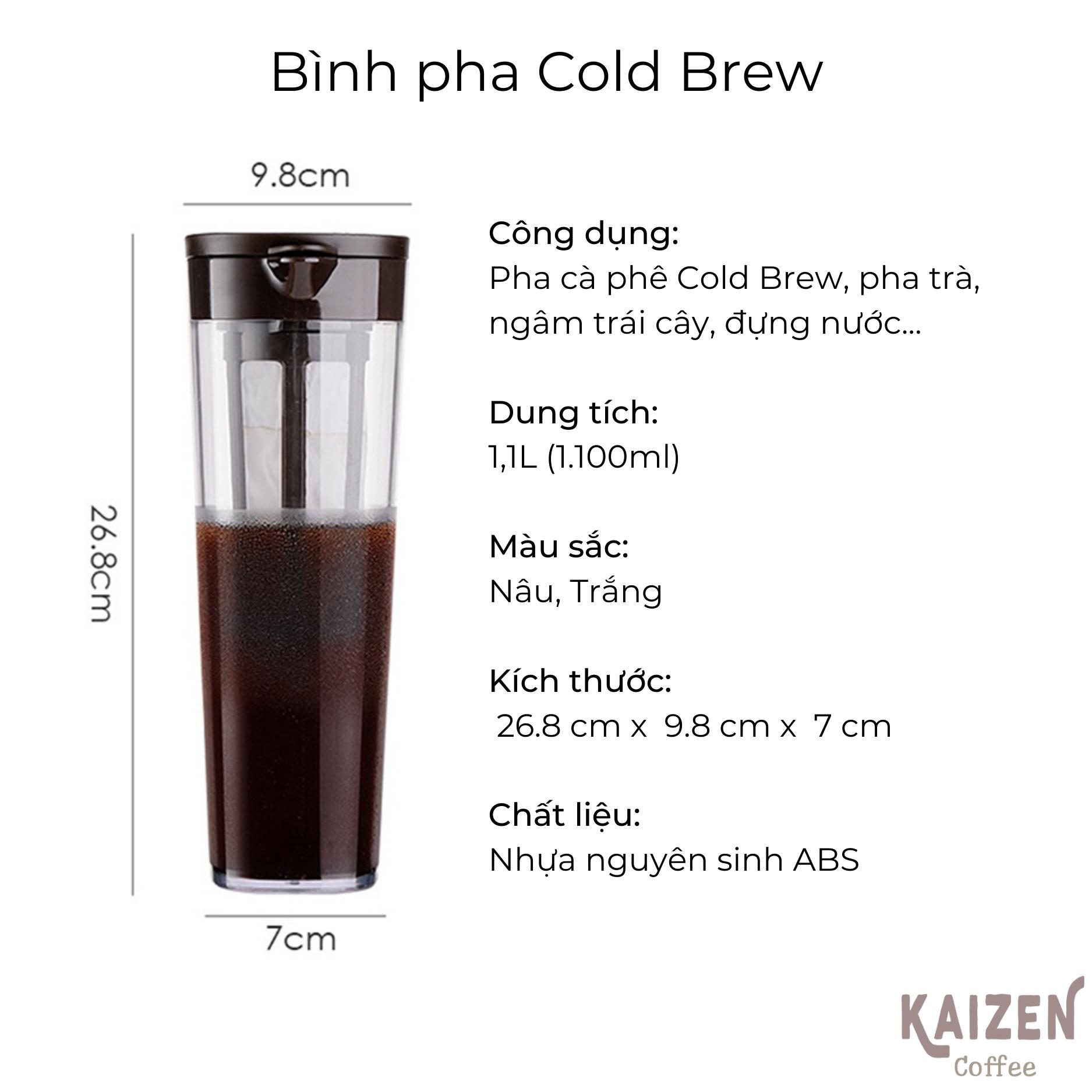 Combo Bình pha Cold Brew kèm Cà phê Arabica chuyên dùng pha cà phê ủ lạnh - Kaizen Coffee