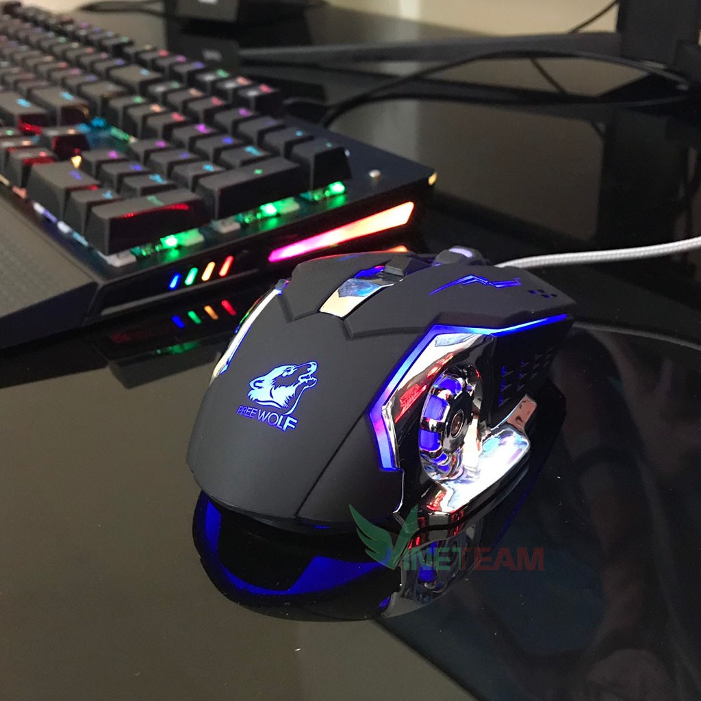 Chuột game thủ Free worf r8 cực bền thiết kế độc lạ có LED nhiều màu - Bảo hành 3...