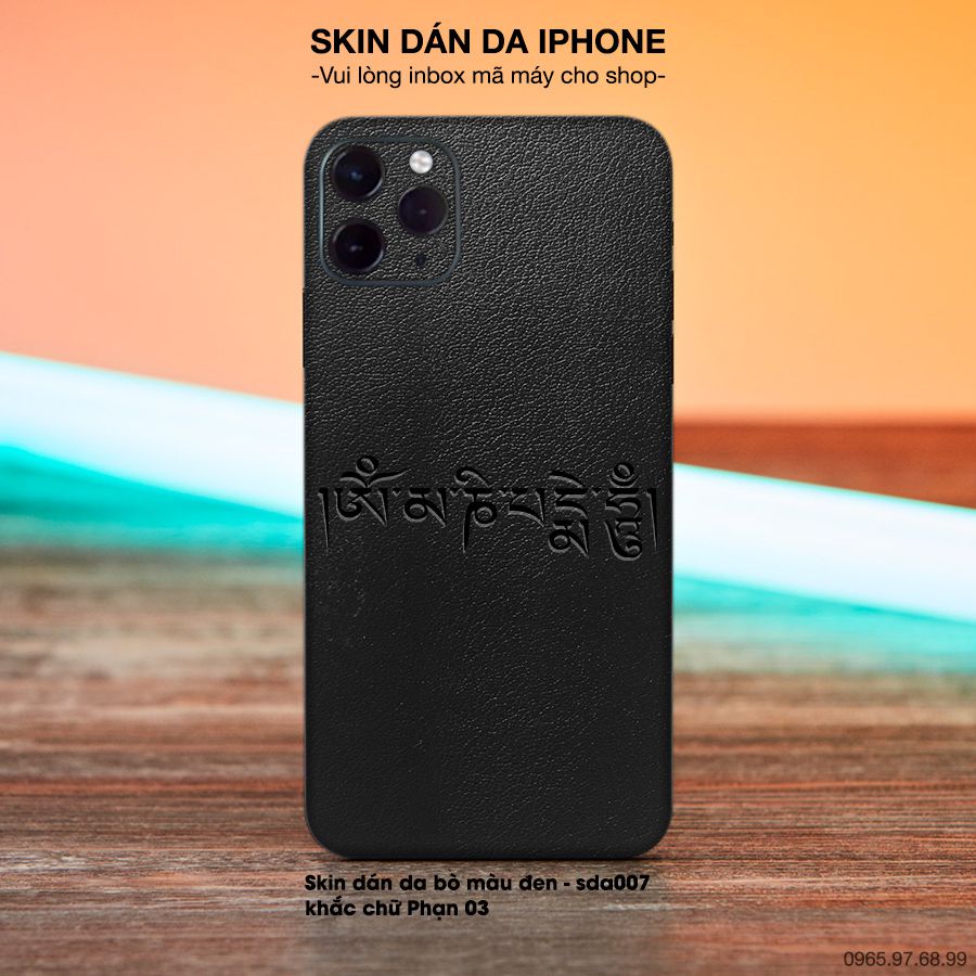 Miếng dán da khắc hình chữ Phạn cho iPhone (inbox mã máy cho shop)