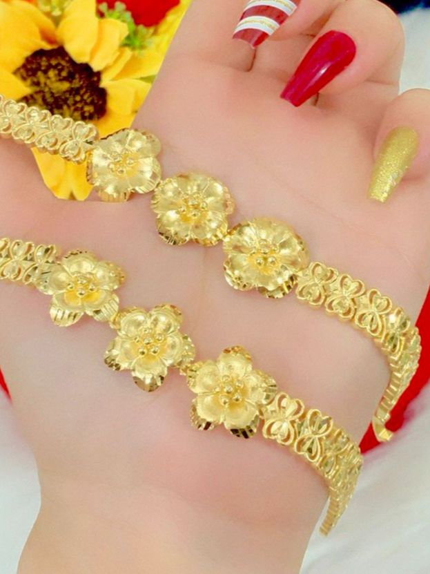 Lắc tay nữ mạ vàng cưới kiểu dáng bông hoa LW01020523 - Lắc tay nữ Lắc tay đẹp - Phong cách dễ thương