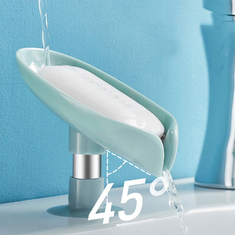Sen-hause leaf shape soap dish organizer with draining ball bathroom plastic soap dish rack