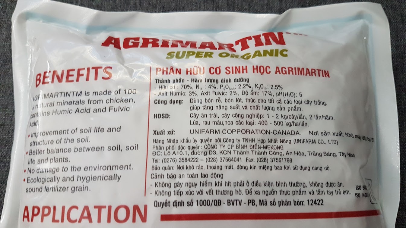 Phân hữu cơ sinh học Bỉ AGRIMARTIN.(gói=1kg)