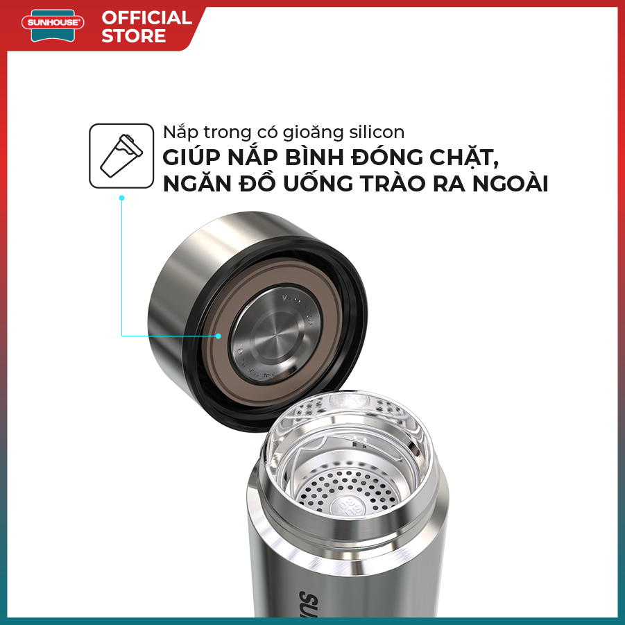 Bình giữ nhiệt SUNHOUSE KS-TU450I - INOX 304 - Dung tích 450ml - Hàng Chính Hãng