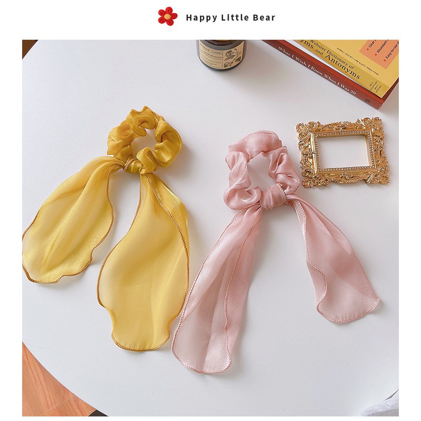 Scrunchies cột nơ vải voan lụa bóng Ni9 S42