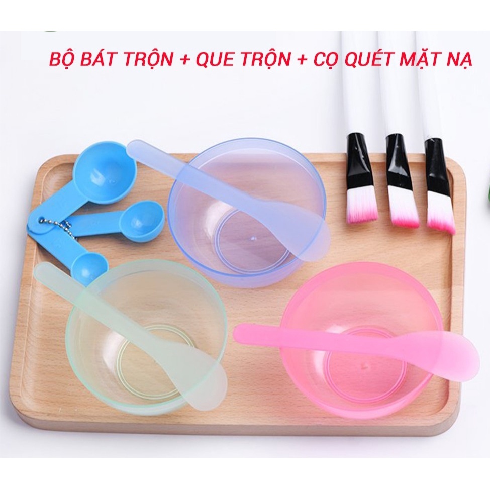 Bộ bát trộn đắp mặt nạ 4 món bát,que nhựa,cọ