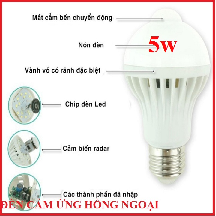 đèn cảm ứng hồng ngoại 5W 7W 9W