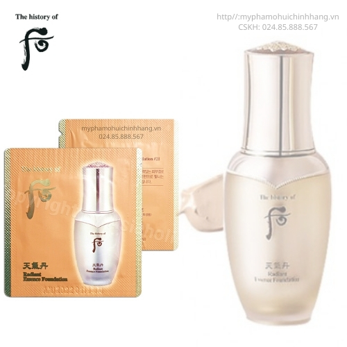 Xả hàng giá sỉ Combo 10 Gói Kem nền Whoo Radiant Essence Foundation SPF35 - PA++ che khuyết điểm, trang điểm sáng hồng tự nhiên