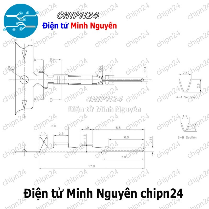[25 cái] (I2) Lõi Header SM Dupont Đực 2.54mm (Dùng bấm đầu dây điện cho Dây cắm Testboard) - HH004995