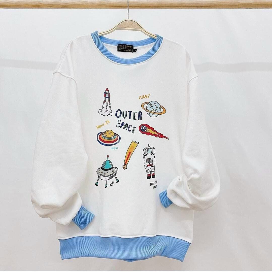 Áo Hoodie Sweat Form Rộng Tay Dài In Hình Phong Cách Hàn Quốc - Chất Nỉ Bông [Xưởng Sỉ Giá Gốc]