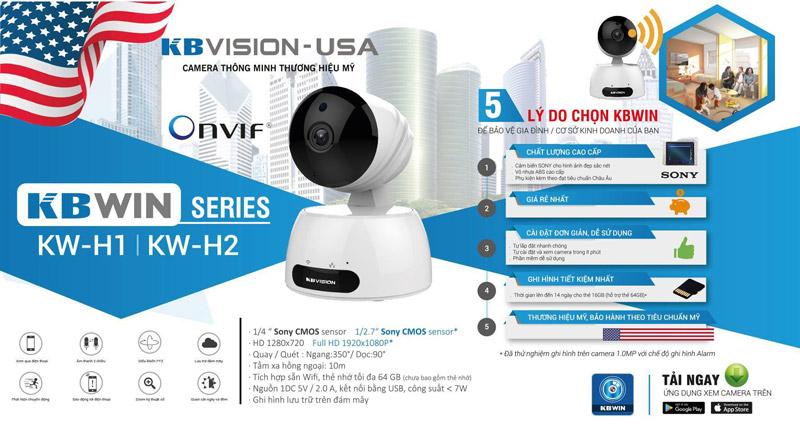 Camera wifi không dây thương hiệu Mỹ KBVISION H2 (HD 1080P)