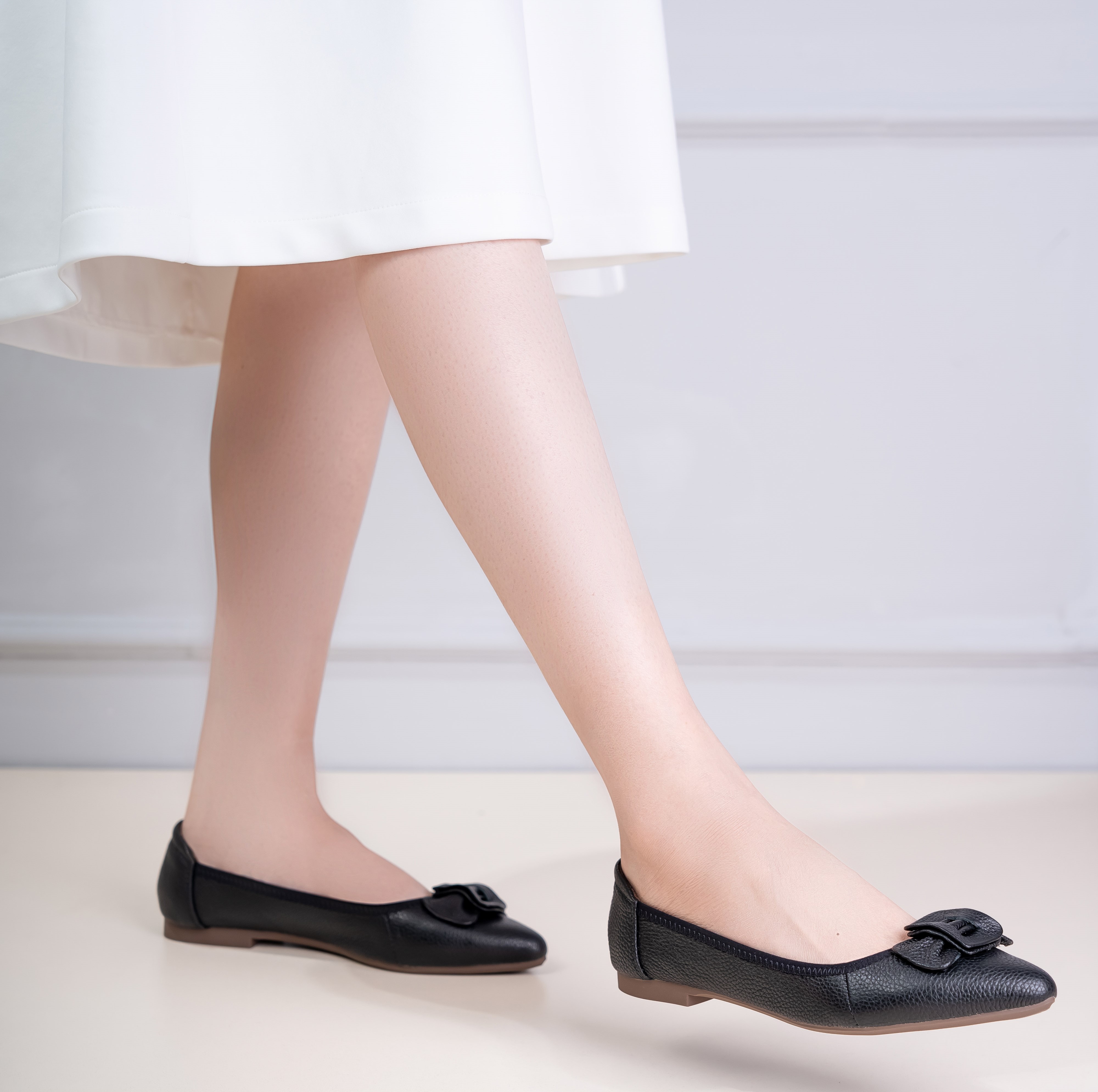Giày Búp Bê Nữ Mũi Nhọn Gắn Nơ Pixie P126
