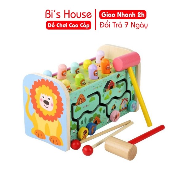 Đập chuột kết hợp đàn đa năng bằng gỗ cao cấp cho bé - đồ chơi Bi House