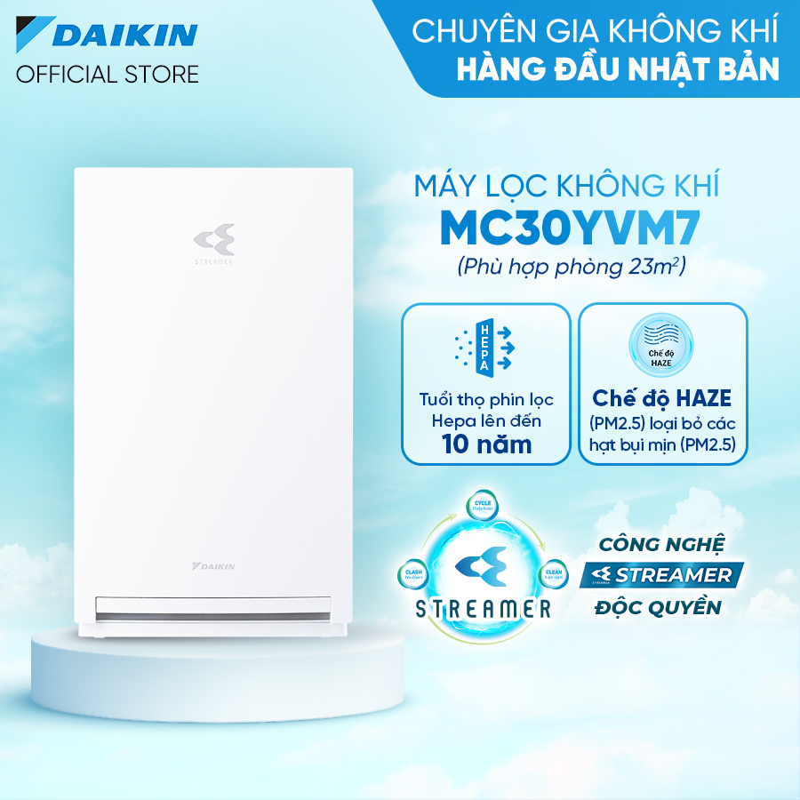 [MIỄN PHÍ SHIP] Máy Lọc không khí Daikin MC30YVM7 - Phù hợp phòng 23m2 - Công nghệ Streamer độc quyền