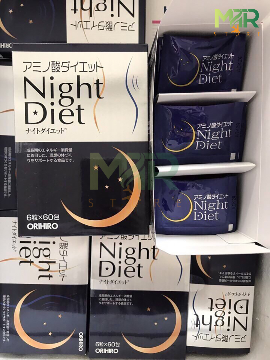 Viên Uống Giảm Cân Night Diet Orihiro 60 gói Của Nhật Bản - Giúp giảm cân ban đêm, hỗ trợ làm đẹp da, ngủ ngon, giảm mỡ bụng, đốt mỡ
