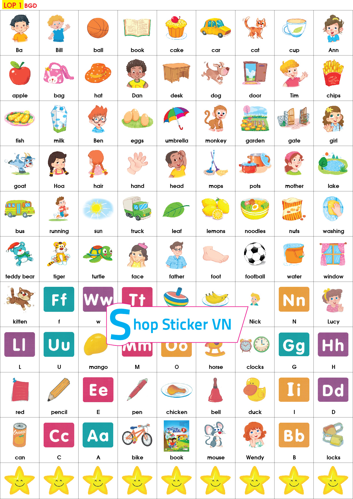 Sticker từ vựng tiếng anh đủ các khối lớp - BGD - Global