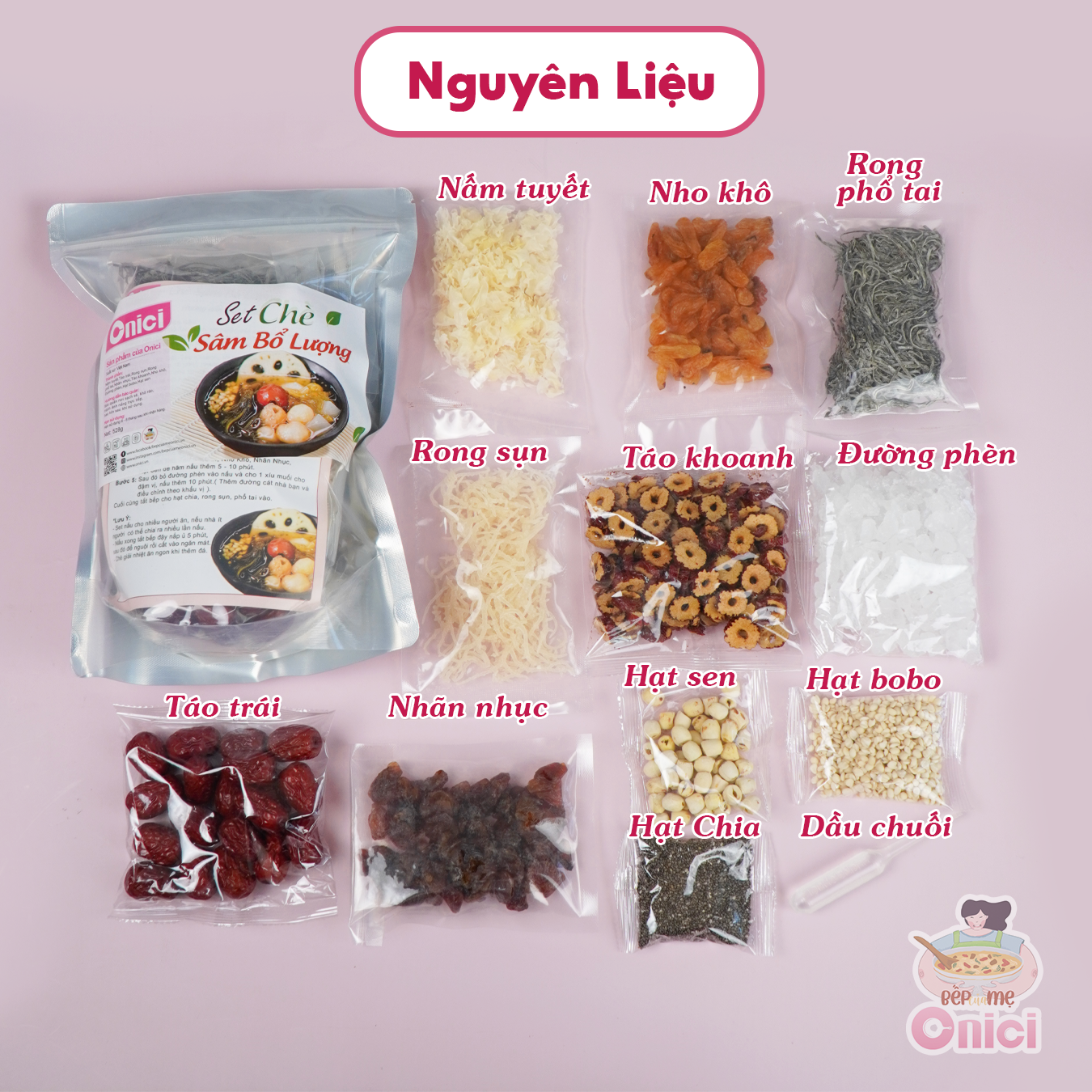 Set chè sâm bổ lượng (Set lớn 30 Chén) Bếp của mẹ Onici