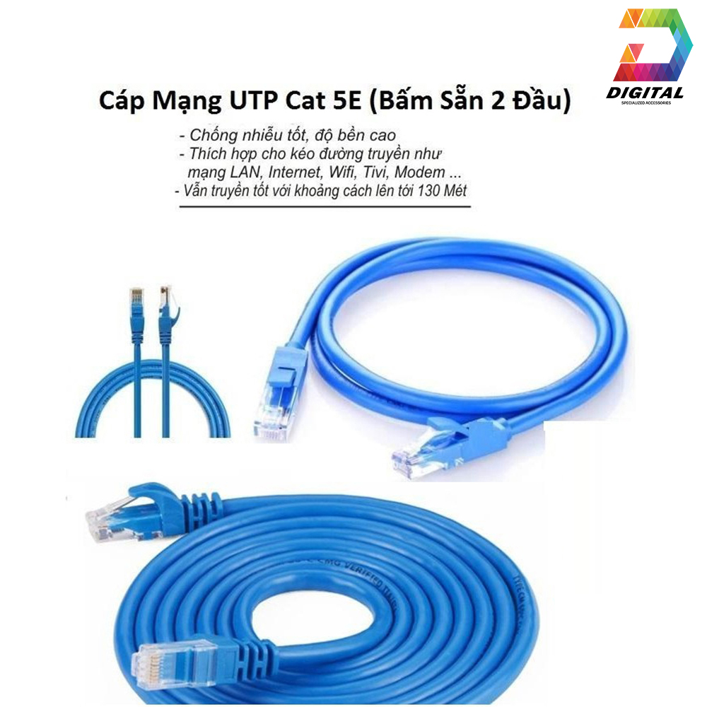Cáp Mạng 2 Đầu Bấm Sẵn Tốc Độ CAT 5E LXF Dài 10M