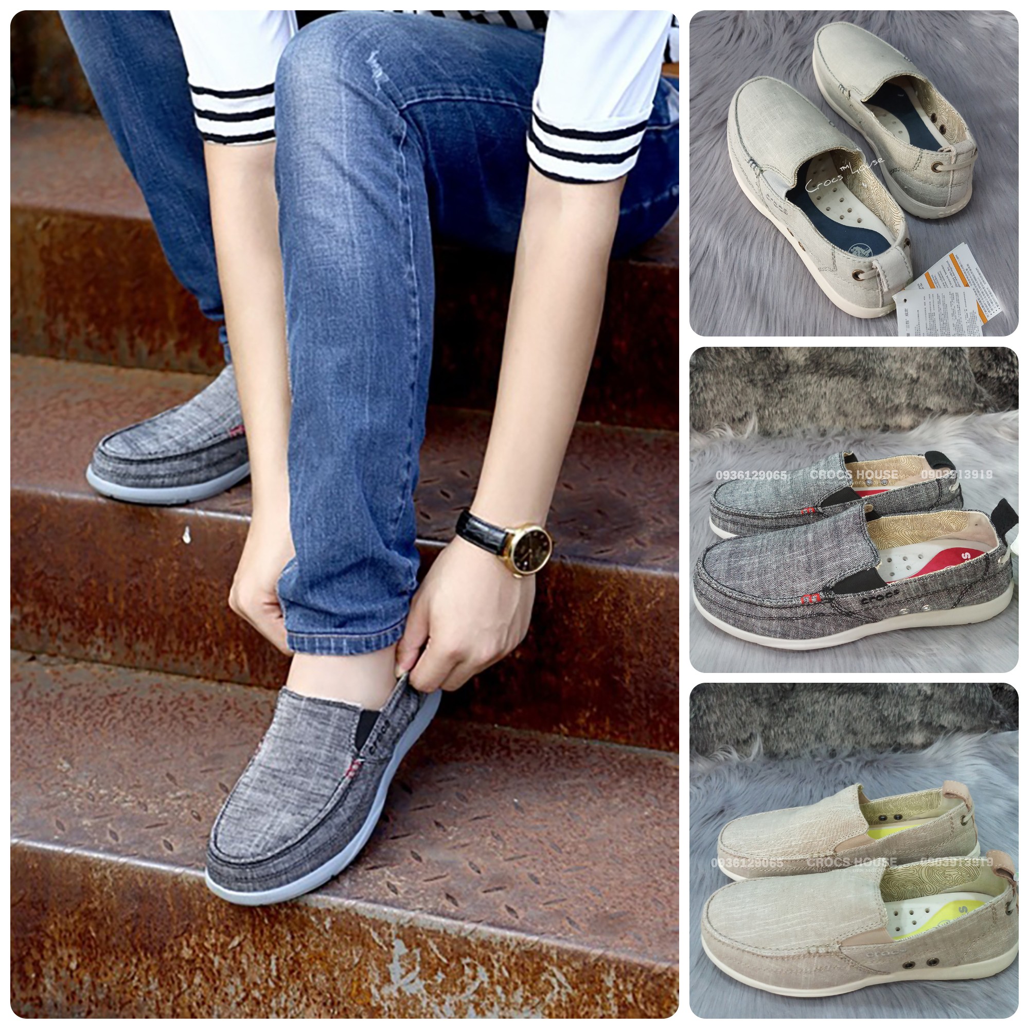 HCM]Giày lười crocs nam waLu chamBray cao cấp giày crocs walu nam -  Crocshouse 