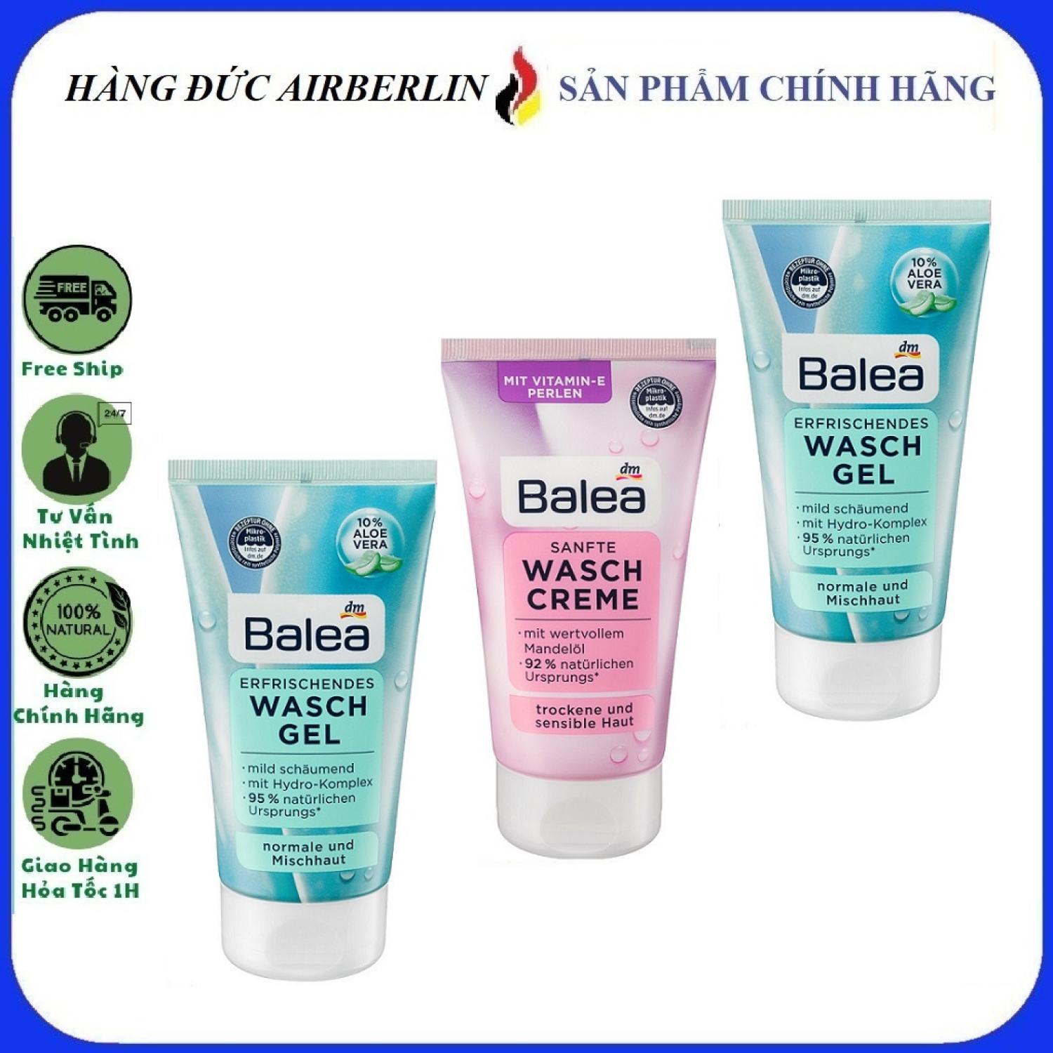 [Hàng Đức chính hãng.HN] Sữa rửa mặt Balea 150ml {hangducairberlin}