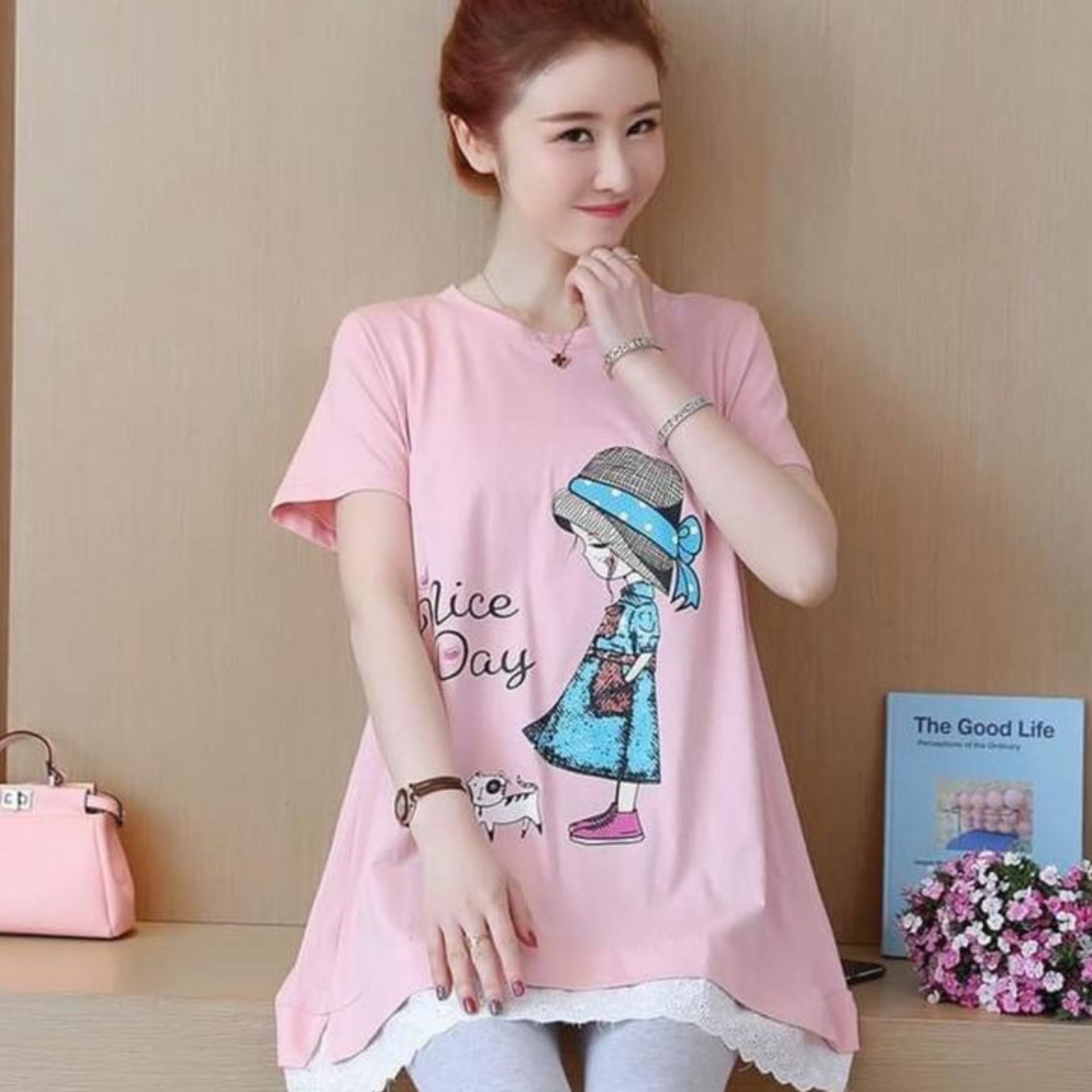 Áo bầu hè cộc tay chất đũi mát mịn( kèm ảnh thật)