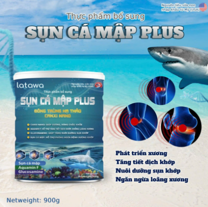(Chính hãng; 900g, HSD 2027) Sữa bột Sụn cá mập Plus Đông Trùng hạ Thảo Canxi Nano.
