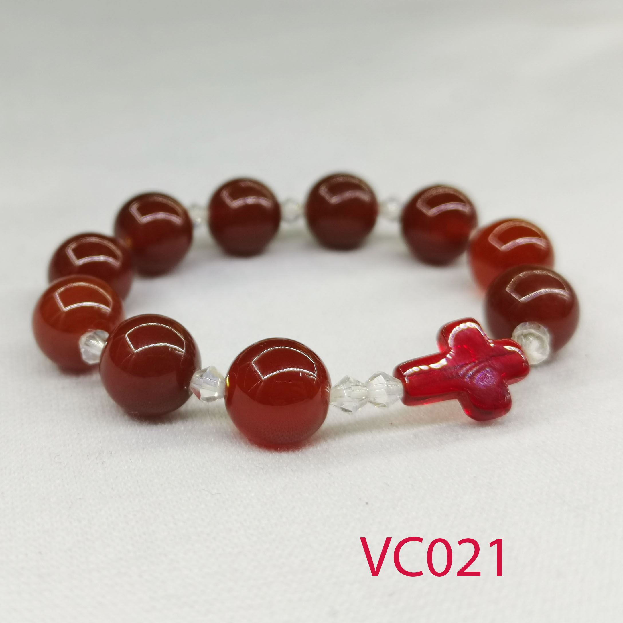 [HCM]Chuổi hạt mân côi đá mã não đỏ 12li