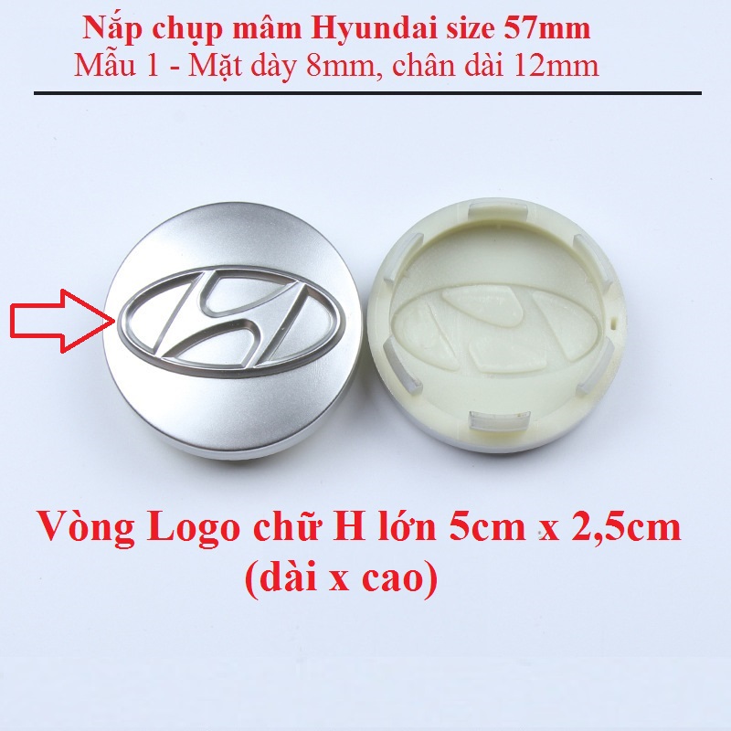 Chụp lazang (chụp mâm) xe Hyundai Size: 57mm