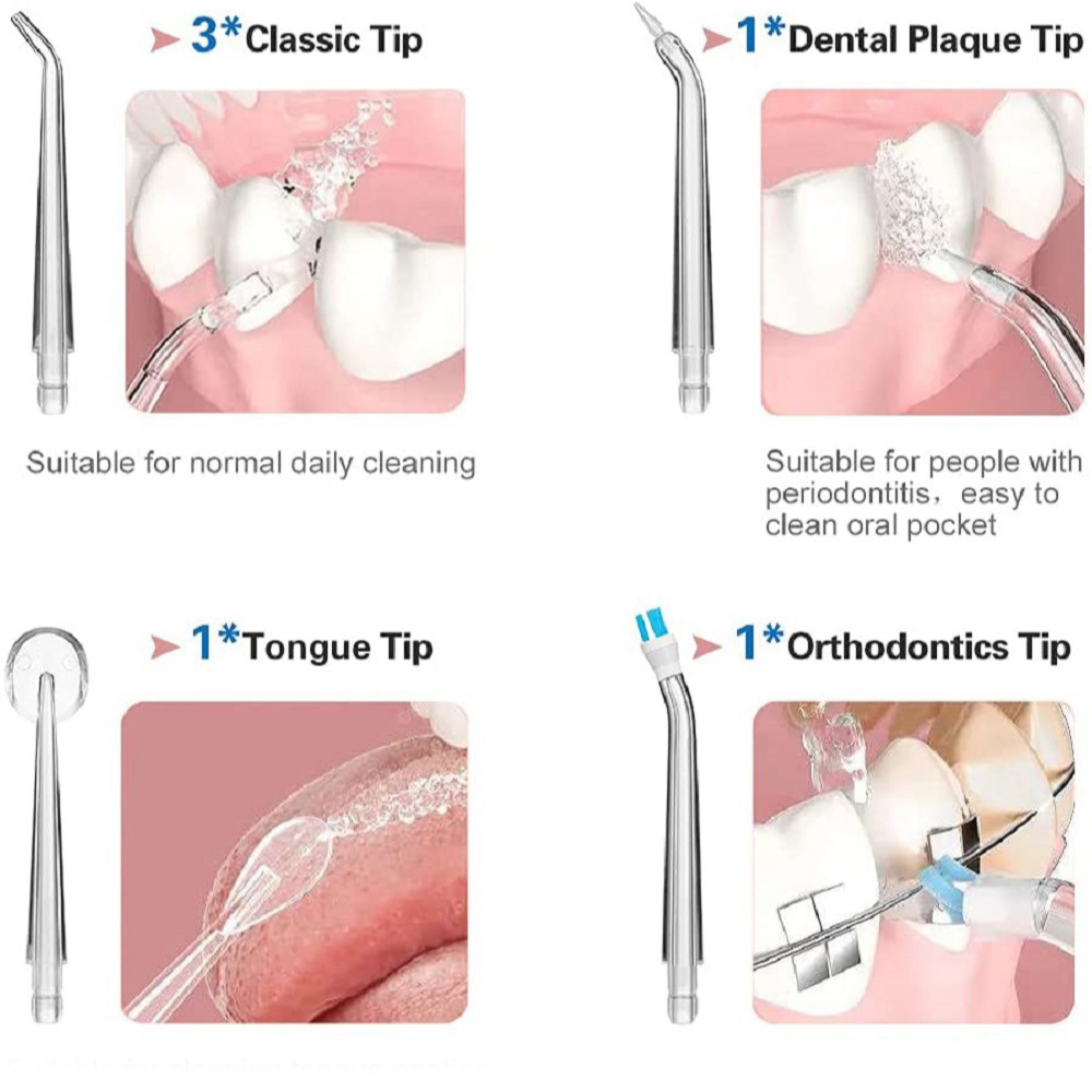 Tăm Nước Oral Irrigator Cầm Tay- Máy Tăm nước vệ sinh răng miệng cao cấp- Máy Vệ Sinh Răng Miệng Sạc Pin, Chống Nước, Máy Tăm Nước 4 Đầu Chuyên Dụng Làm Sạch Sâu- Máy sỉa răng nước có Bảo Hành