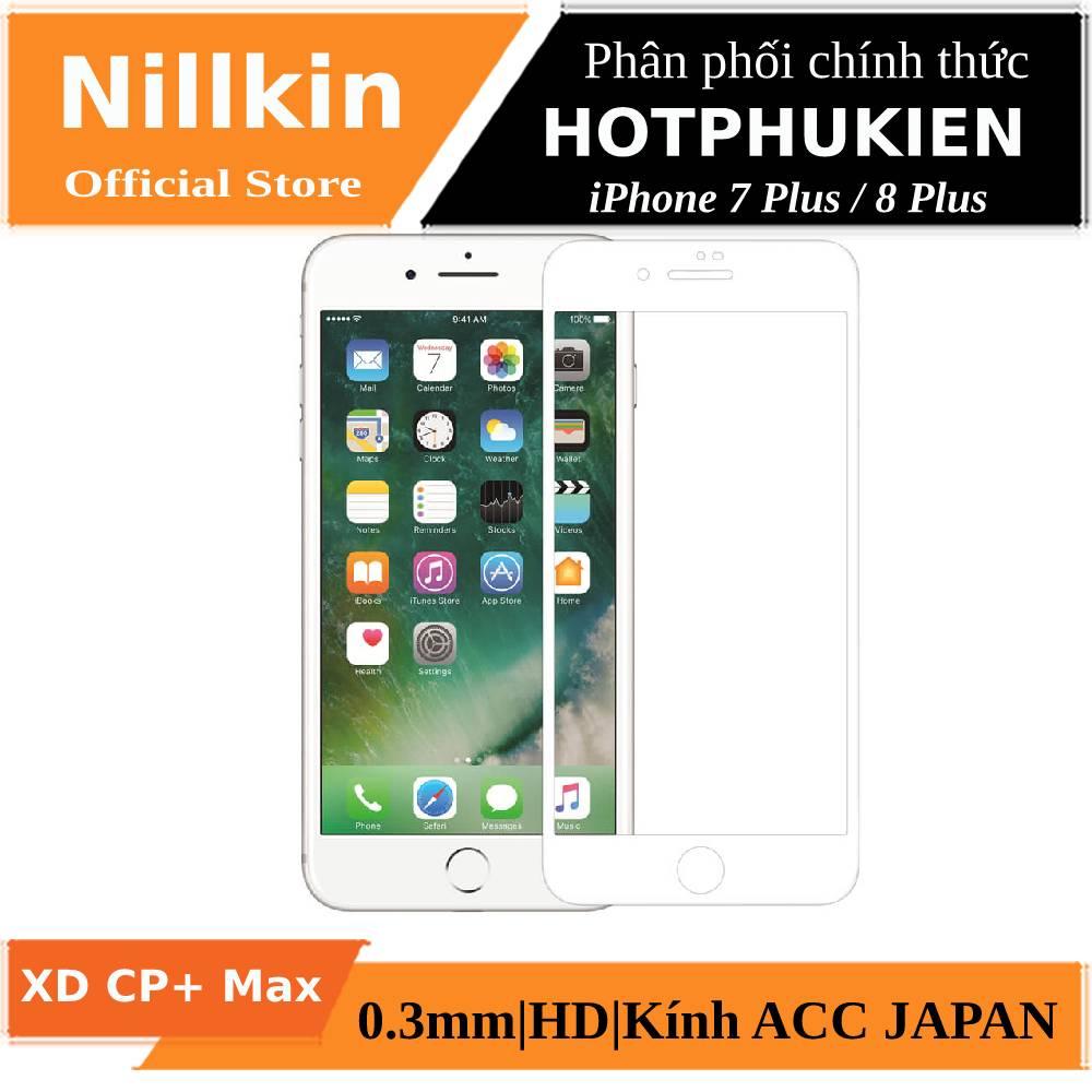 Miếng dán kính cường lực 3D full màn hình cho iPhone 7 Plus / 8 Plus hiệu Nillkin XD CP + Max (Mỏng 0.3mm, Kính ACC Japan, Chống Lóa, Hạn Chế Vân Tay)  - Phân phối bởi Hotphukien