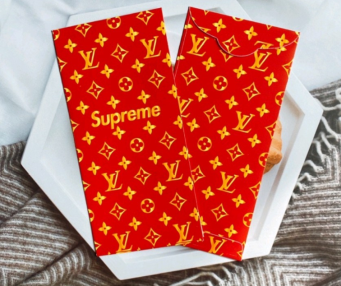 Xấp 10 bao Lì Xì LV ĐỎ ( Supreme)