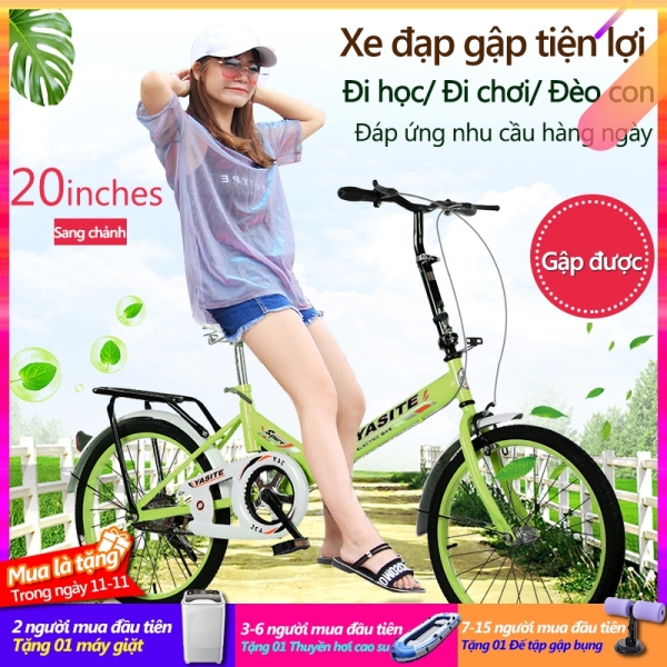 Xe đạp 20 inch có thể gấp gọn 2 màu xanh lam xanh lá xe đạp cho thanh niển, người già (Giá sản phẩm đang bán không bao gồm phí lắp đặt)Tops Market