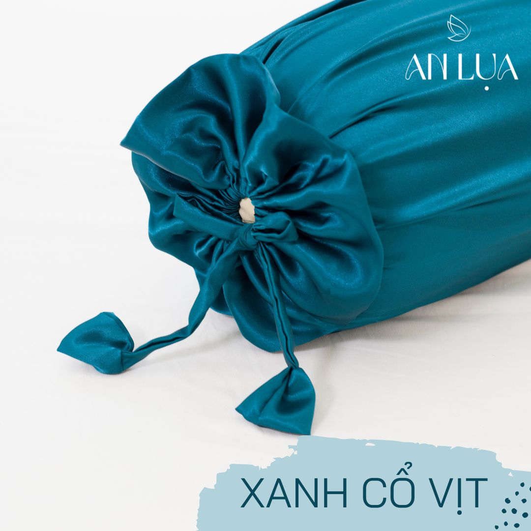 Bộ chăn drap 5 món An Lụa vải lụa mịn mát và thân thiện cho da - Xanh cổ vịt