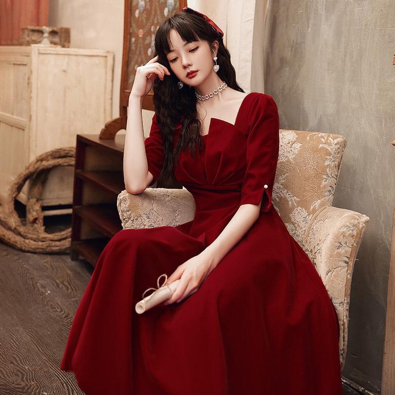 Váy Nhung Đỏ Xòe Tốt Nhất Rẻ Như Tặng Ai Cũng Phải Có Sendovn