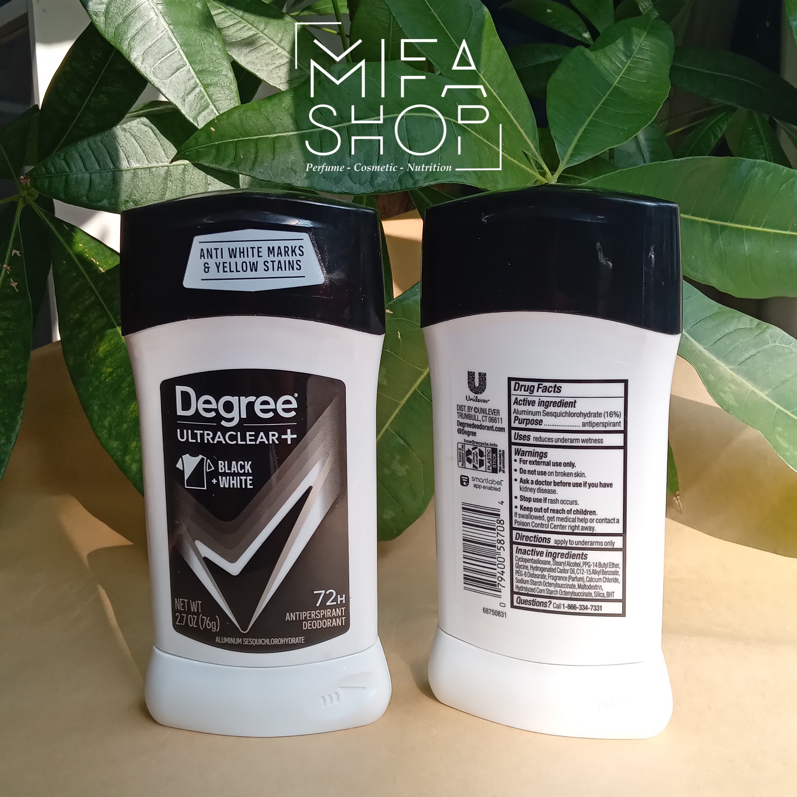 Lăn khử mùi Degree Ultraclear Black White 76g